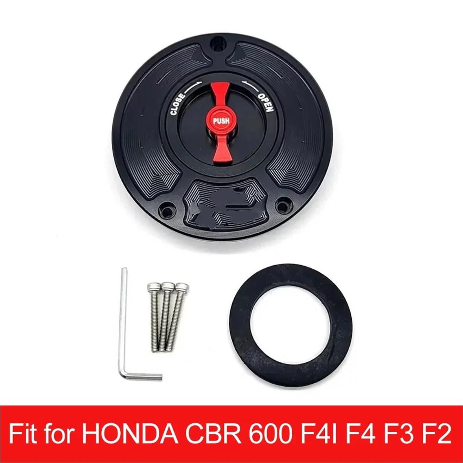 Samochodowe korki wlewu oleju Motocykl CNC Aluminium Paliwo Gazowe Kapturki Zbiornika Zbiornika Pokrywa Z Szybkim Blokowaniem Pasuje Do HONDA CBR 600 F4I F4 F3 F2(Black and Red)