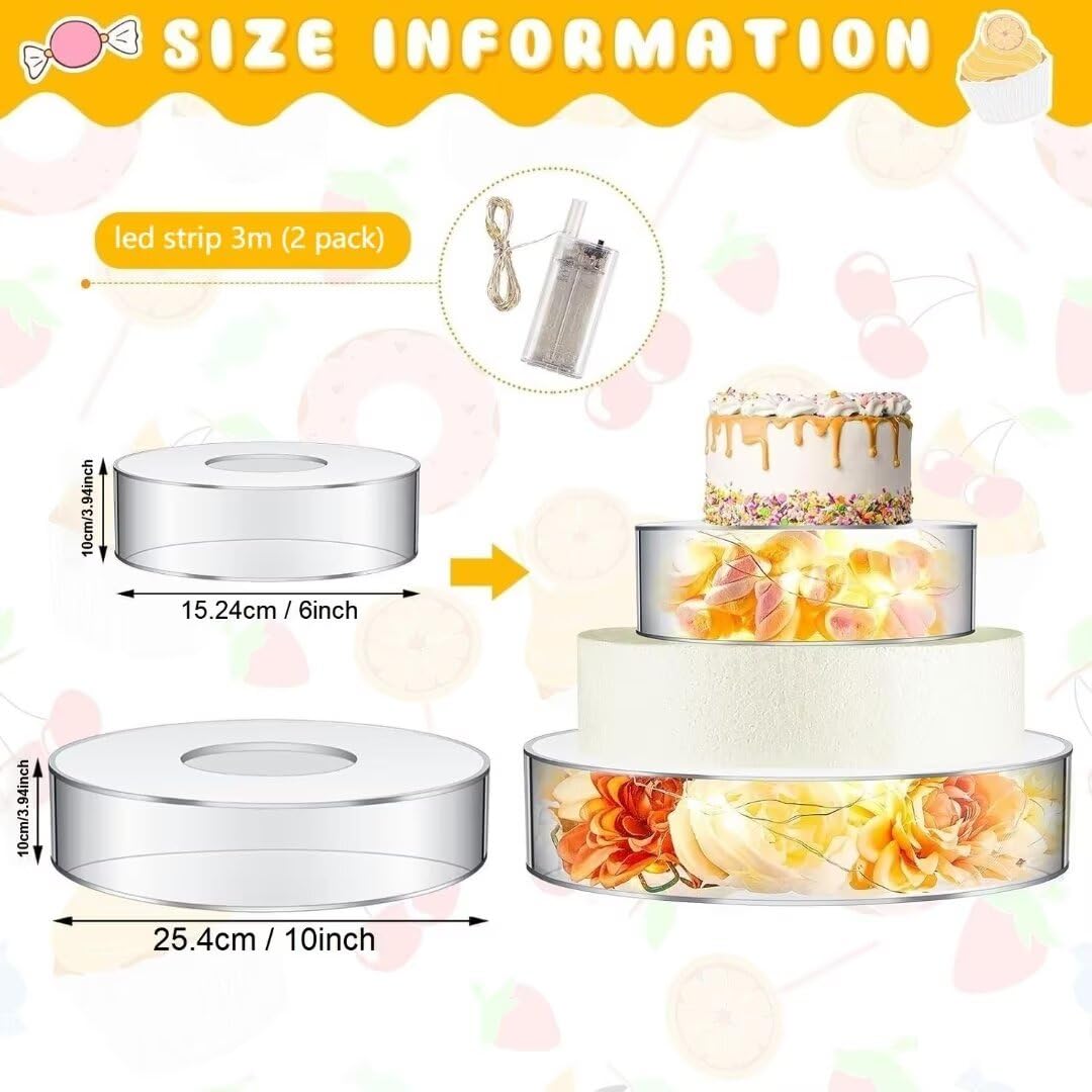 Sintuff 3 Alzate Per Torte In Acrilico Con Luci A LED Da 16,7 Cm, 21,6