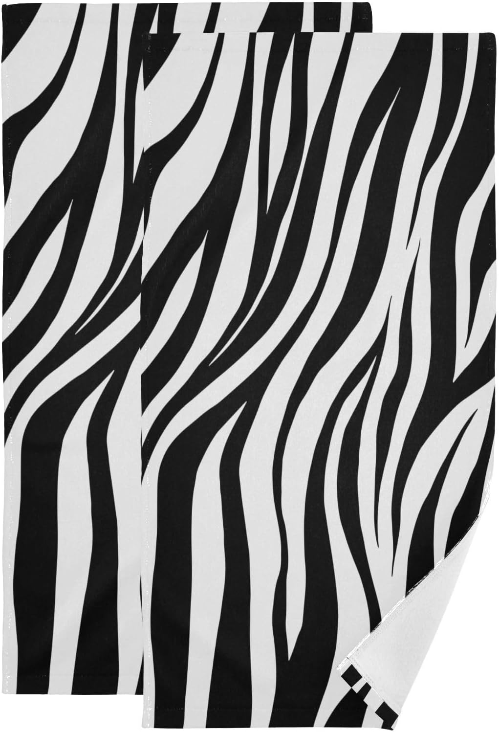 Zebra Print Hand Towels for Bathroom Set of 2,Soft Absorbent Black White Striped Animal Skin Modern Abstract Kitchen Dish Towels,Decorative Guest Bathroom Towels for Face,Gym,Shower 14"x28"
