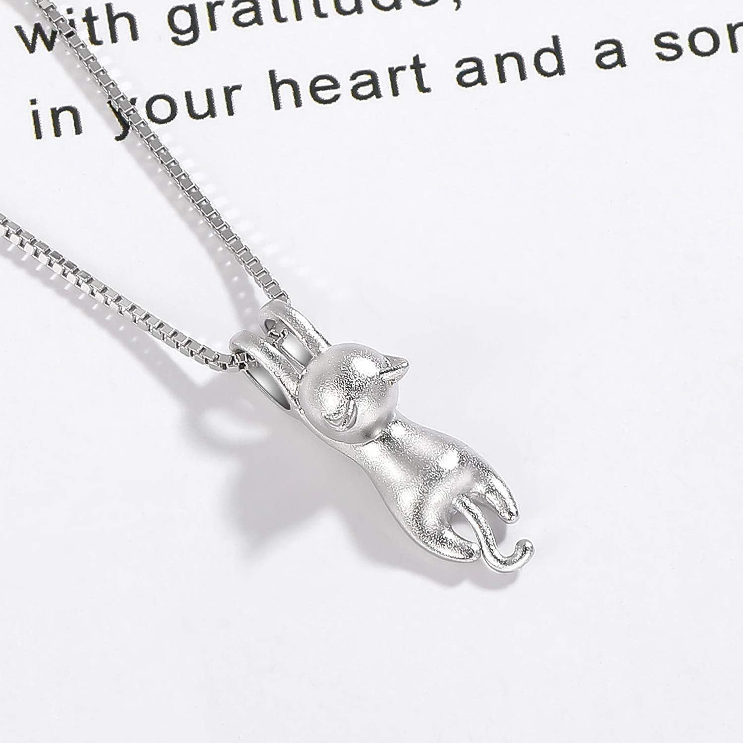 Step Forward Sterling Silver Cat Necklace for Women - Cat Jewelry Gifts for Cat Lovers, Hummingbird Necklace for Her, Mother's Day Birthday Graduation Christmas Gift - Image 4