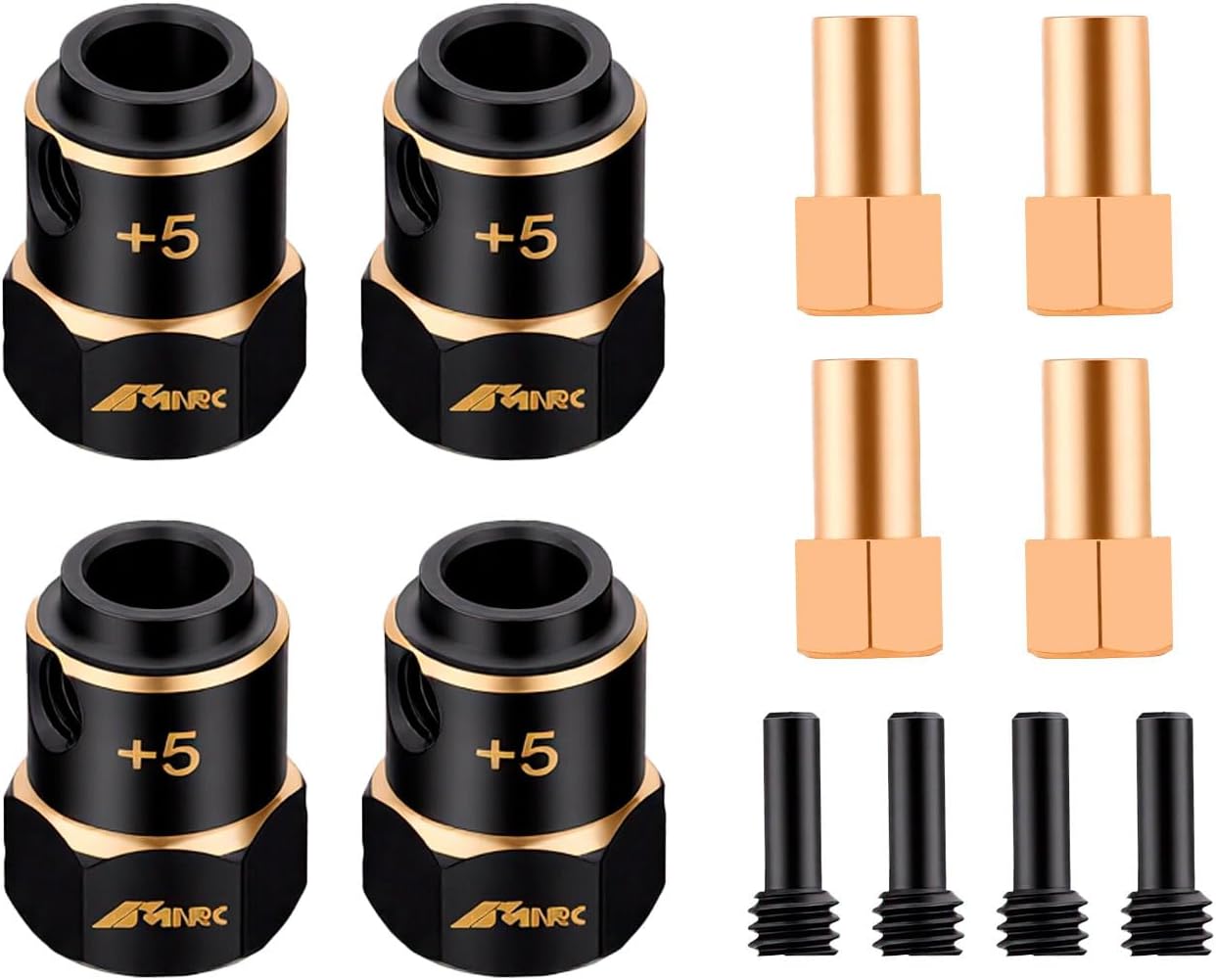 4PCS +5mm Wider Brass Wheel Hex Hub Lock Nut Kit for 1/18 TRX4M & TRX4M High Trail RC Car Series Upgrades Part