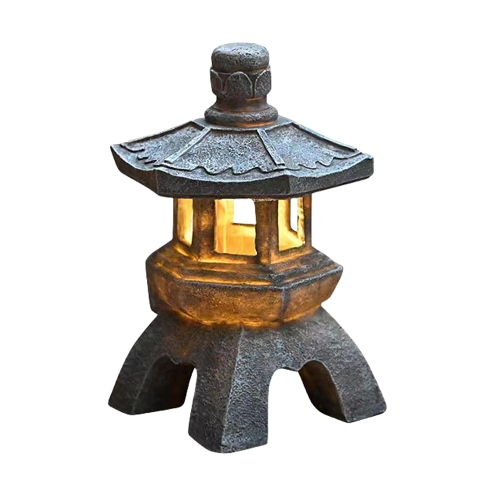 Zyqixluk Pagoda Garden Statue Resin Sculpture,Solar Pagoda Lantern Garden Zen Decoration For Landscape Balcony,Garden,Patio,Porch Yard Art Ornament,A2