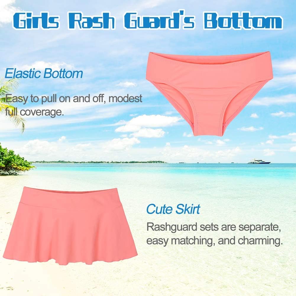 Cadocado Girls Swimsuit Rash Guard Girls' Swimwear Short Sleeve Bathing Suit 3 Pieces Kids Floral Swim Set with Skirt - Image 6