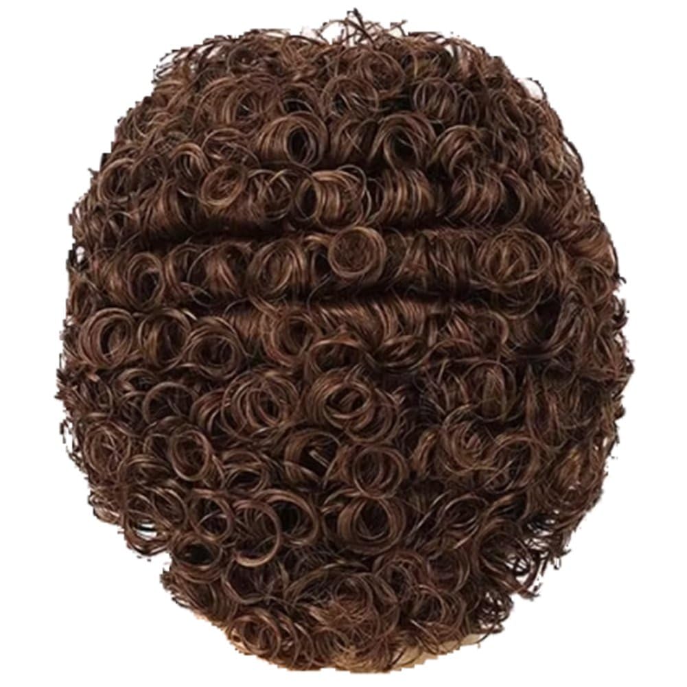 Perruque afro courte brune et blonde qui tient en place pour soirée Halloween