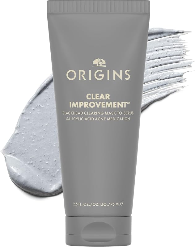 Origins Clear Improvement Blackhead Clearing Face Mask & Scrub | Reduces Blackheads | With Salicylic Acid & Bamboo Charcoal, 2.5 Fl Oz