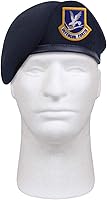 Rothco Inspection Ready USAF Beret with Flash - Pre-Shaved Midnight Navy Blue Wool Blend for Air Force Service