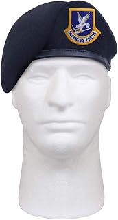 Rothco Inspection Ready USAF Beret with Flash - Pre-Shaved Midnight Navy Blue Wool Blend for Air Force Service
