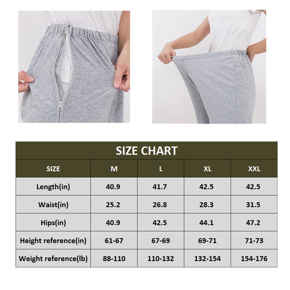 WEEOATAR Pantalones unisex para pacientes,Ropa de paciente postrada en cama,Ropa de discapacidad con cremalleras,Vestidos de hospital Ayuda de enfermería