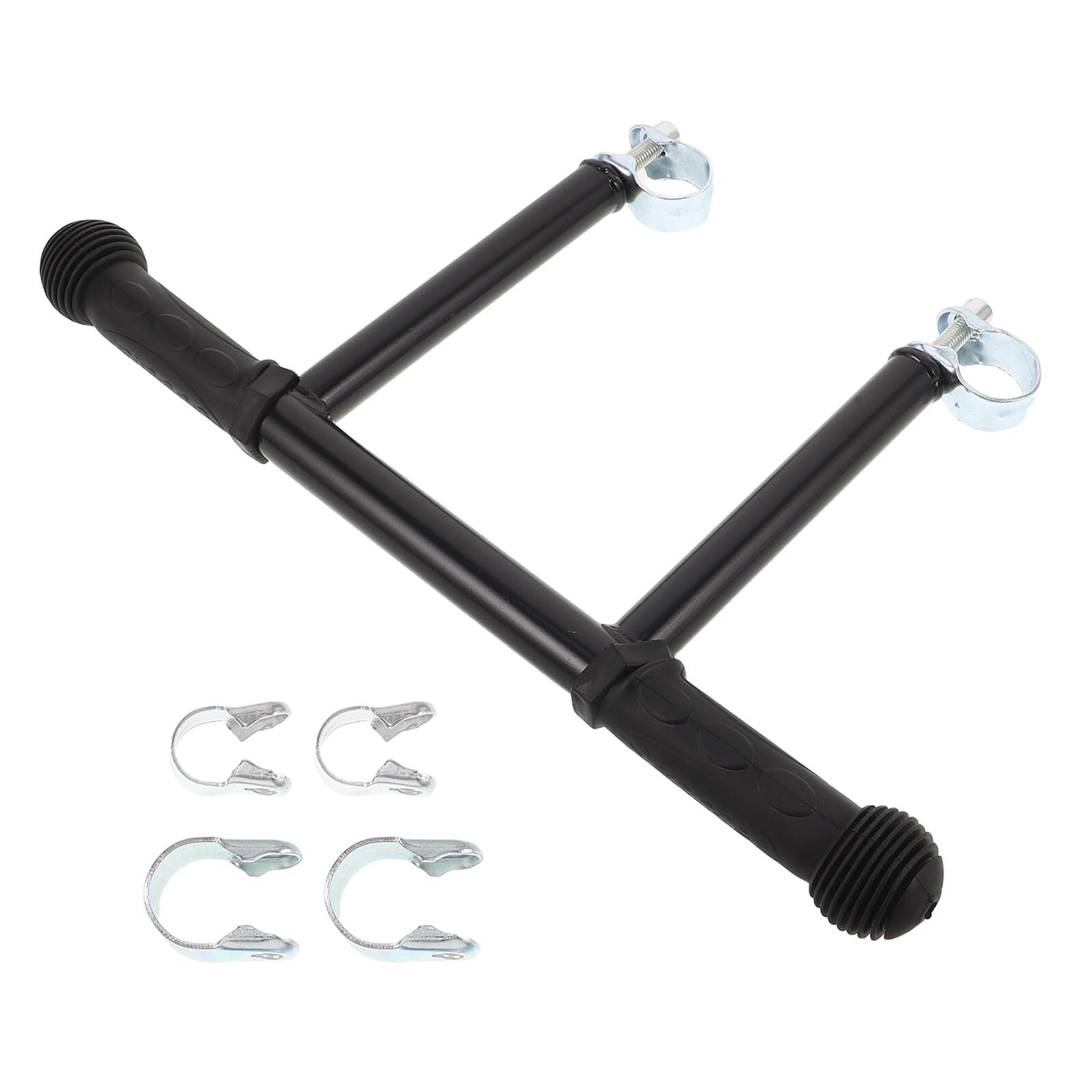 ORFOFE Poignée D’Extension pour Poussette en Plastique Rallonge Réglable Compatible Barres Ø 2-33 CM Accessoire Double Tube avec 3 Clips pour Balades Confortables