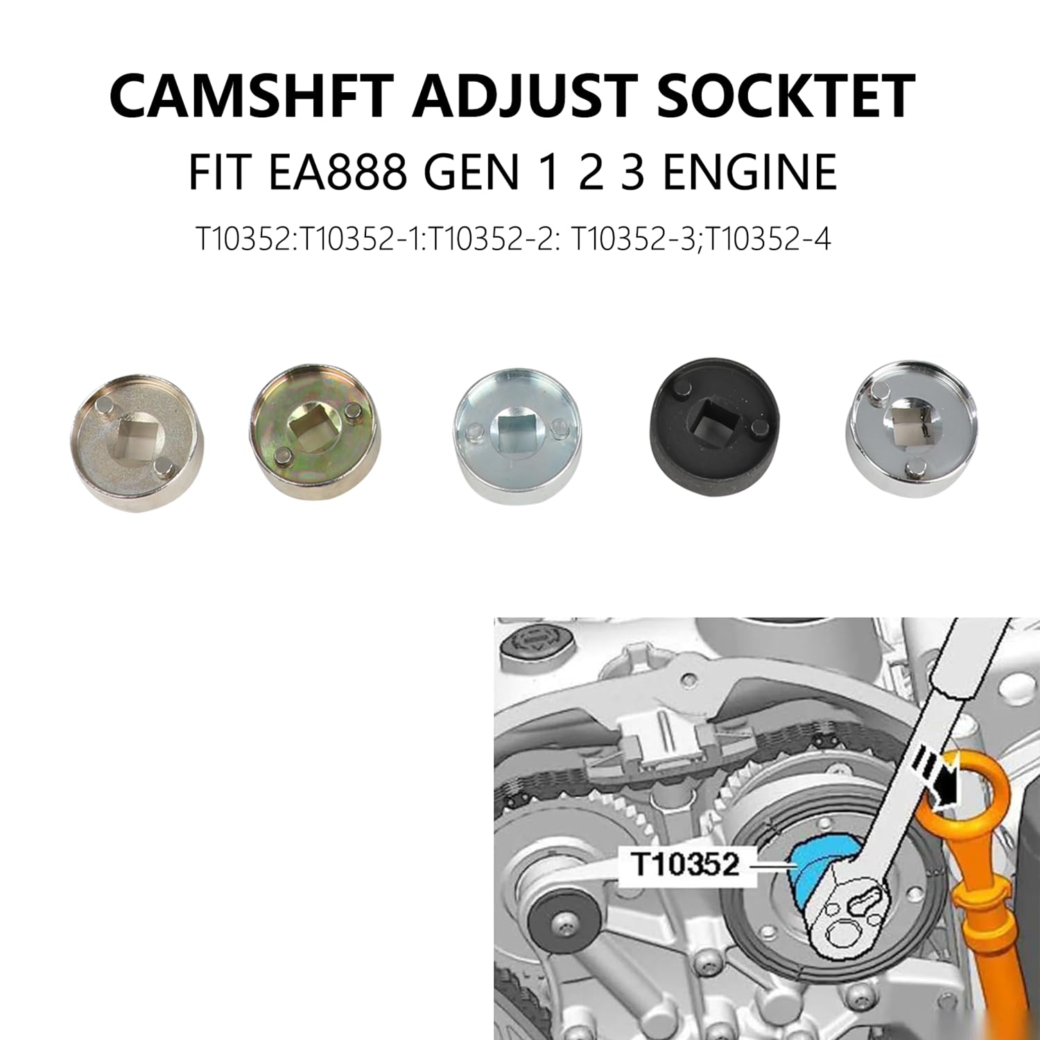 DPTOOL 2006-2018 EA888 1.8 2.0 TSi TFSi Herramienta de sincronización del Motor del cigüeñal del árbol de levas Reemplazo para Volkswagen Compatible con Audi VW T10352 T10355