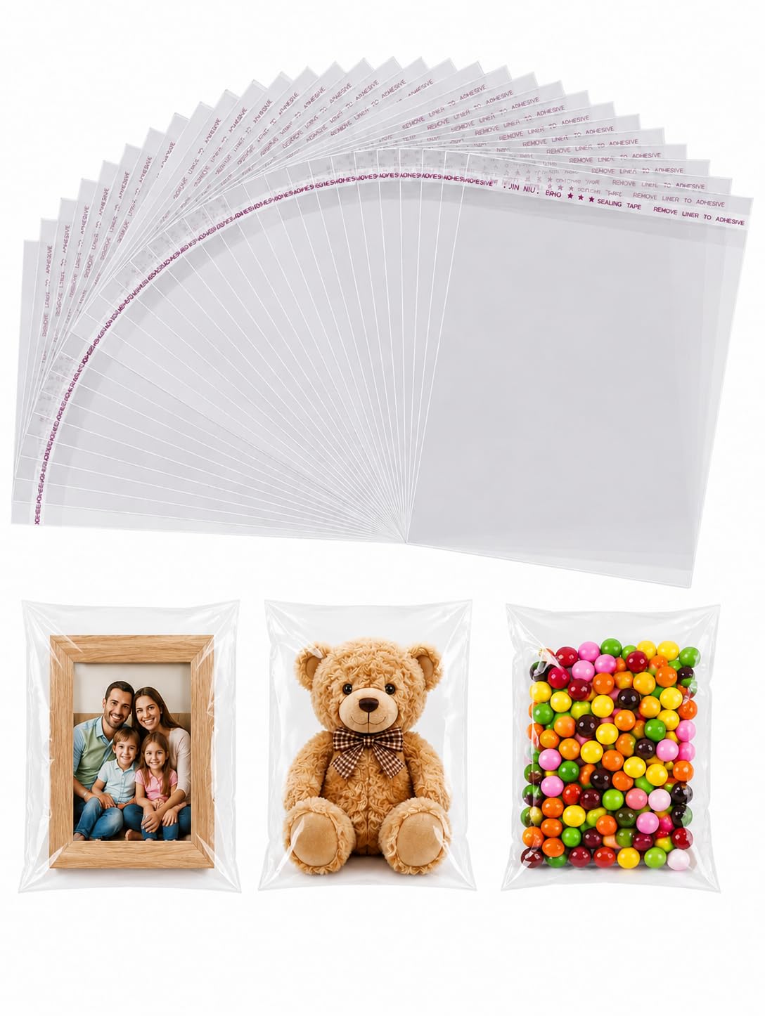 A5 Clear Self Sealing Cellophane Bags 100 Pack | 15 x 21cm Food Safe Display Bags for Cookies, Photos, Gifts, Sweets, Cards, Prints & Artwork, Multi-porpuse (A5 (15cmx21cm 6inch x 8.2inch))