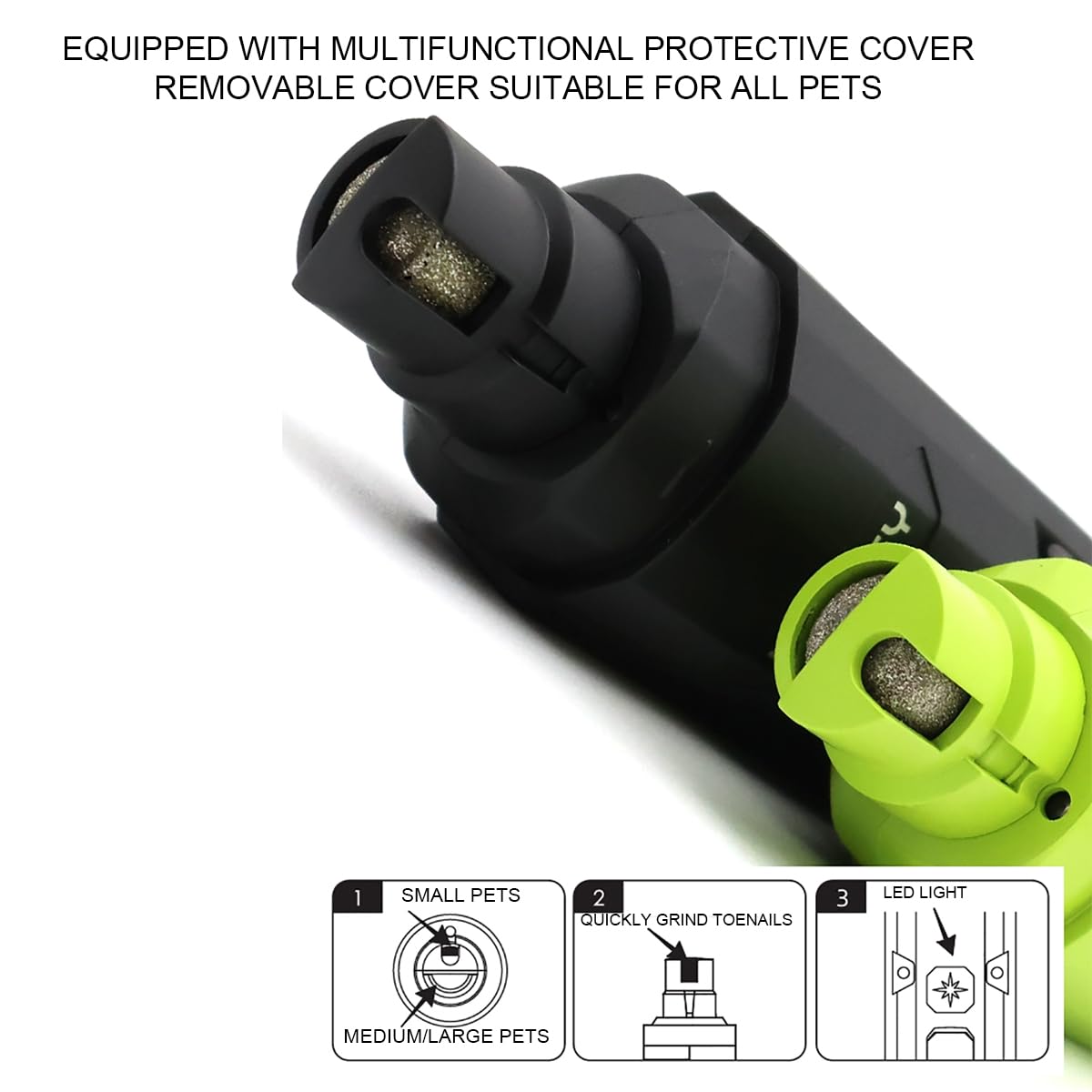 Molinillo de uñas para Mascotas de 2 velocidades, bajo Nivel de Ruido, con 2 Luces LED, Herramienta de Cuidado y alisado de Patas sin Dolor, para Perros Grandes, medianos y pequeños, Gatos=