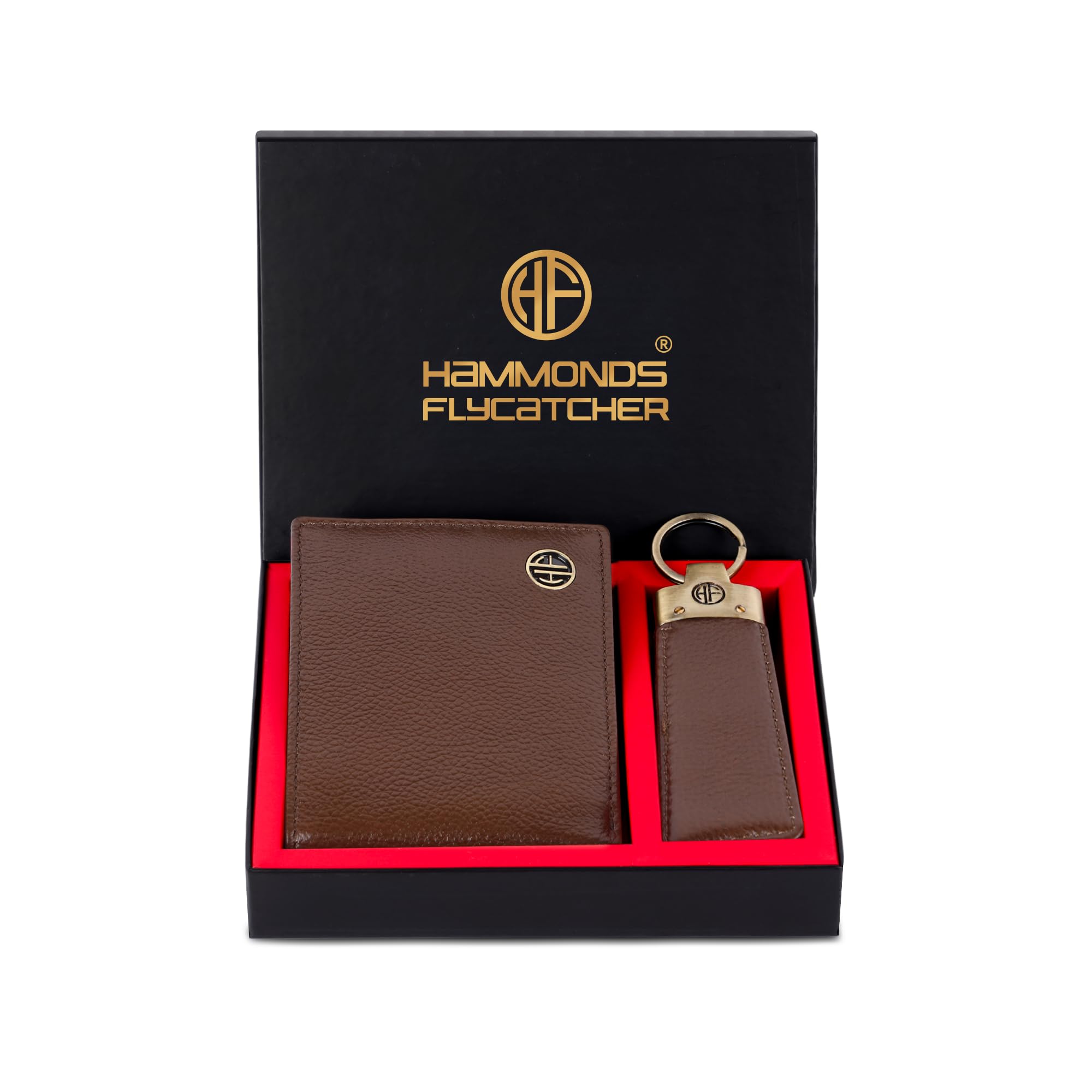 HAMMONDS FLYCATCHER Gift for Men Combo - Genuine Leather Wallet Keyring Combo - Wallet for Men Leather Original - Birthday Special & Unique Gift Ideas for Husband, Boyfriend, Teachers, Father