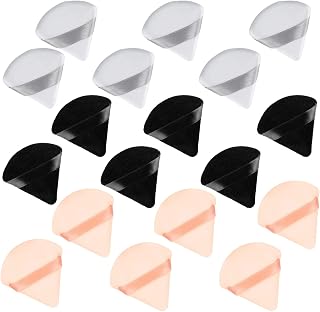 18 Pcs Powder Puff, Soft Velour Puff Triangle Powder Puff for Contouring, Under Eyes, Corners, (Black, Beige,White)