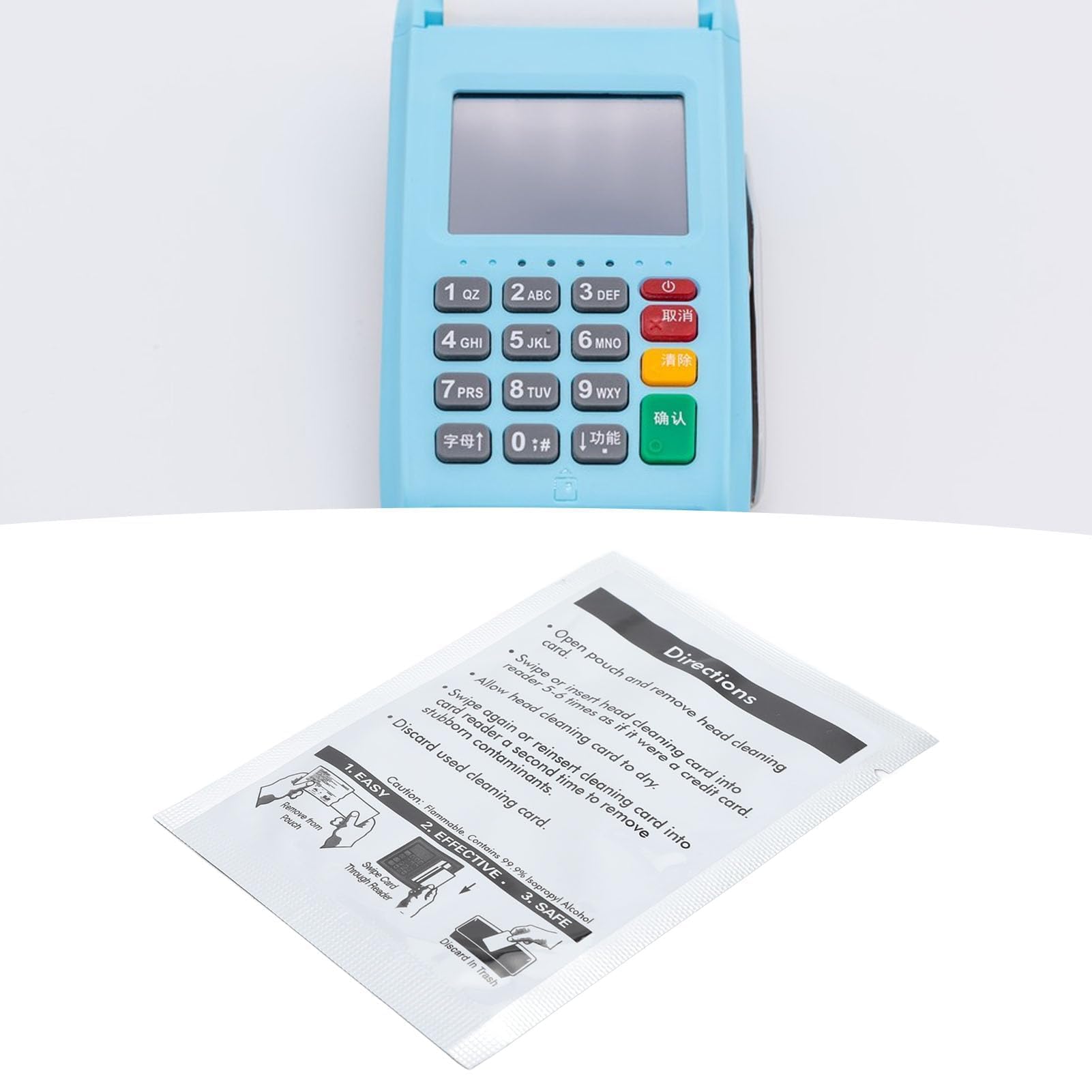 Limpiador de Lectores de Tarjetas de Crédito, Tarjetas de Limpieza de Terminales Deslizantes POS, 50 Unidades, Empaquetadas Individualmente, Amplias Aplicaciones para Cajeros