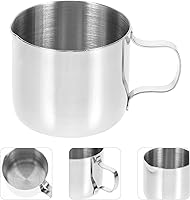 Vista 8 de Luxshiny Jarra de espuma de leche de acero inoxidable, taza de salsa de 1 oz, mini crema con mango de boquilla para café, latte, arte, hogar, cocina