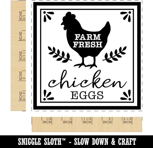 Miniatura 8 de Farm Fresh - Huevos de pollo para etiquetas de cartón, sello de goma cuadrado para estampado y manualidades, 1.75 pulgadas, mediano