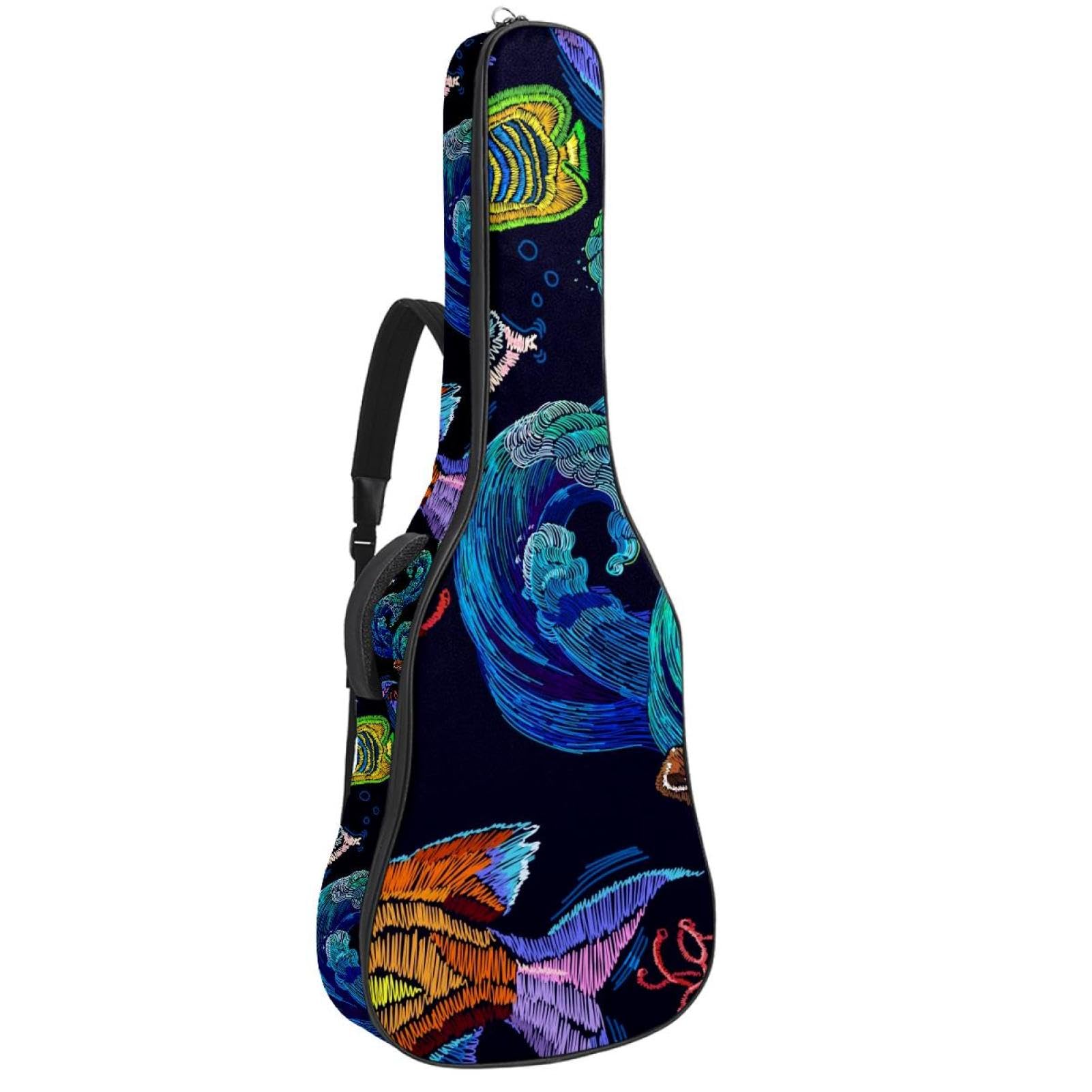 Akustikgitarrentasche Shark schwimmt unter der Blende, verstellbarer Schultergurt, Gitarrenkoffer Gigbag 40 41 42 Zoll, Farbe 10, 42.9x16.9x4.7 in