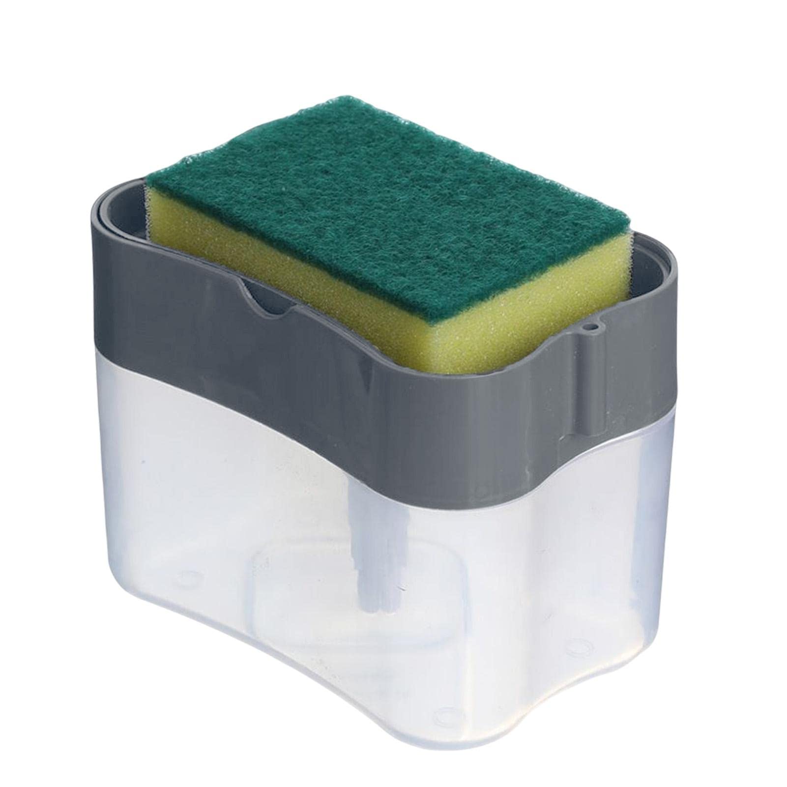 Qihuyi Grey 2-In-1 Kitchen Sink Soap Dispenser - Sponge Holder, Dishwasher Pump