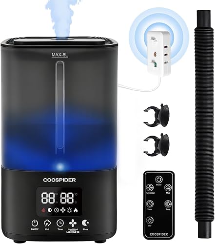 Coospider Humidificador de tienda de cultivo, humidificador de plantas de llenado superior con temporizadorcontrol de humedad, humidificadores de