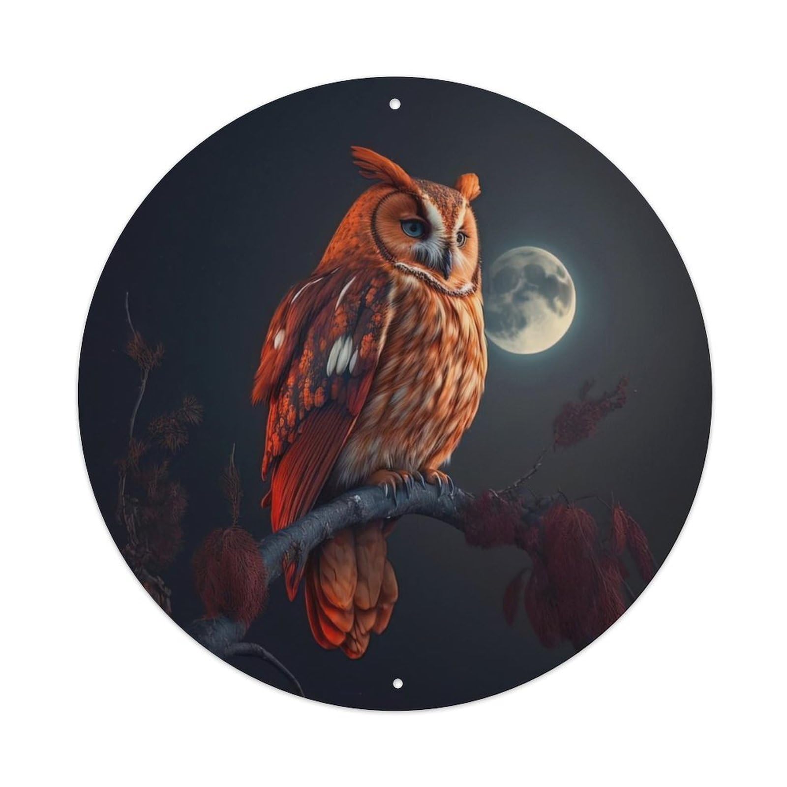 Animal Owl Under The Moon Metal Tin Sign