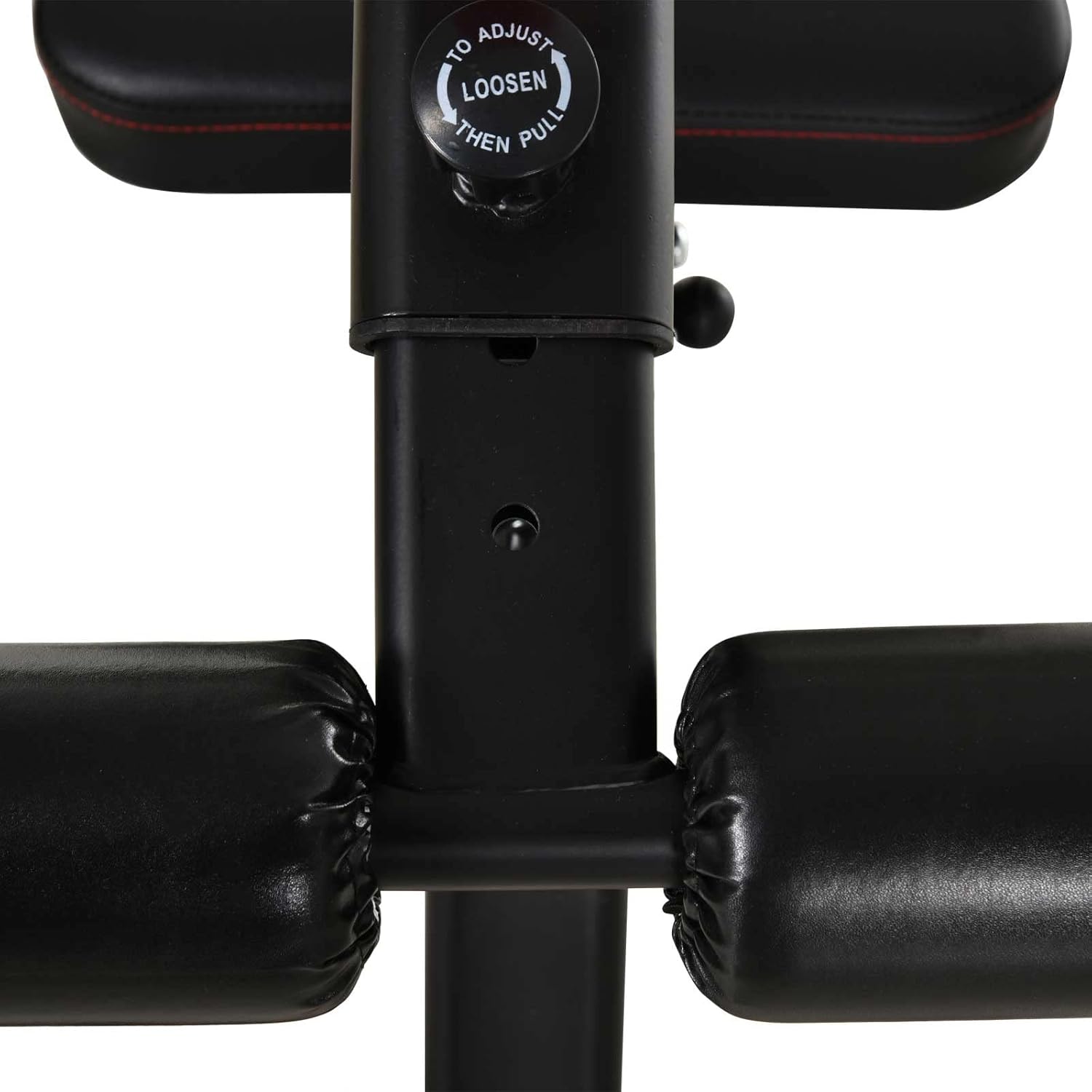 Close-up image showing the mechanism for adjusting the backrest angle on the HOMCOM weight bench.