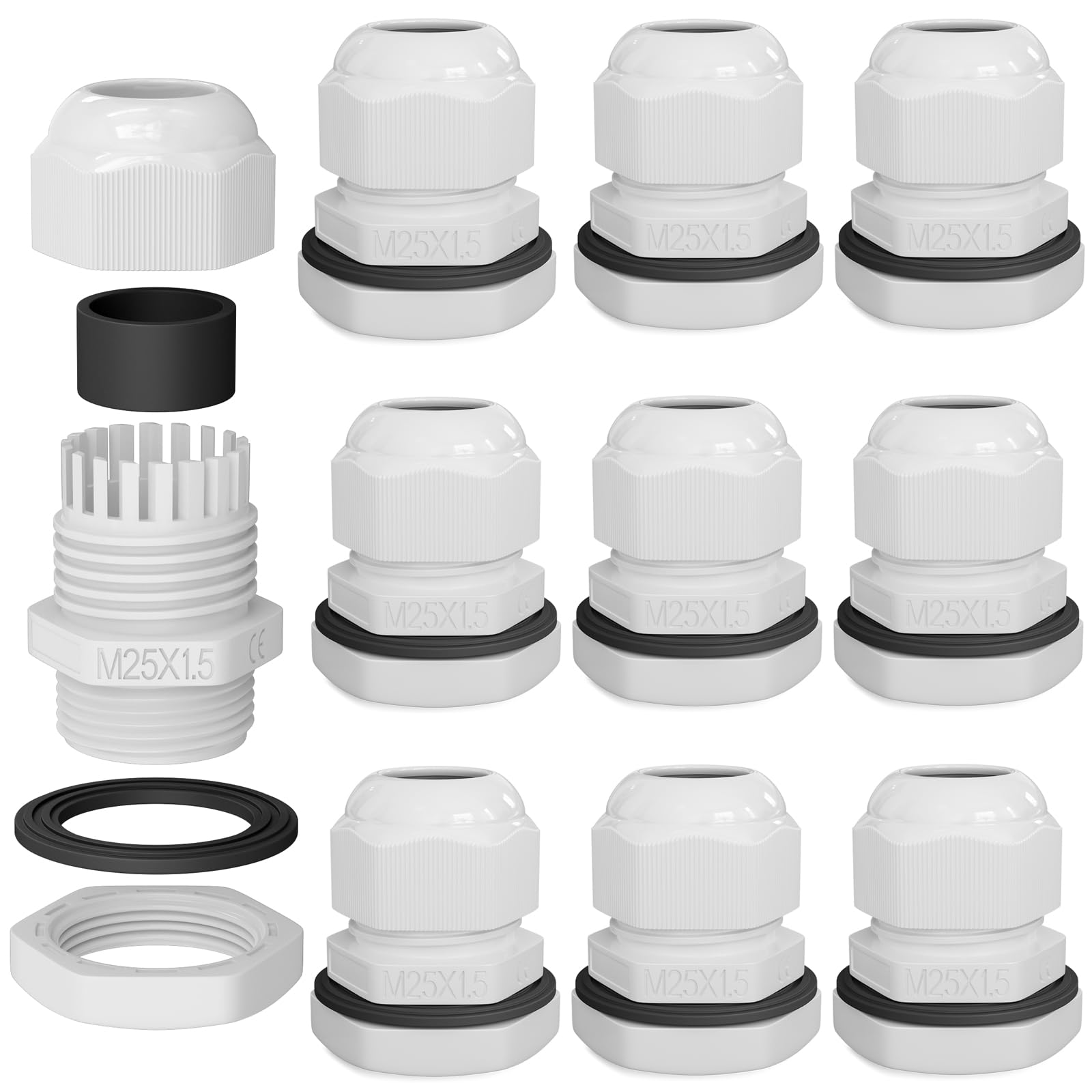 Presse-Étoupes M25 Hanibos - Lot De 10 | Étanche IP68 Pour Câbles