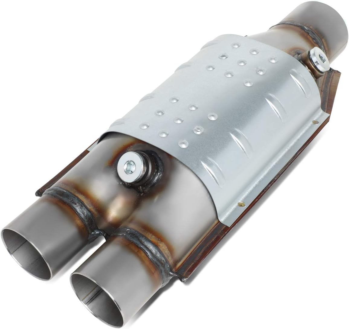 DNA MOTORING 2" Inlet Catalytic Converter Exhaust Tube Universal Weld On Catalytic Converter, 11" L x 4" D, OEM-CONV-047