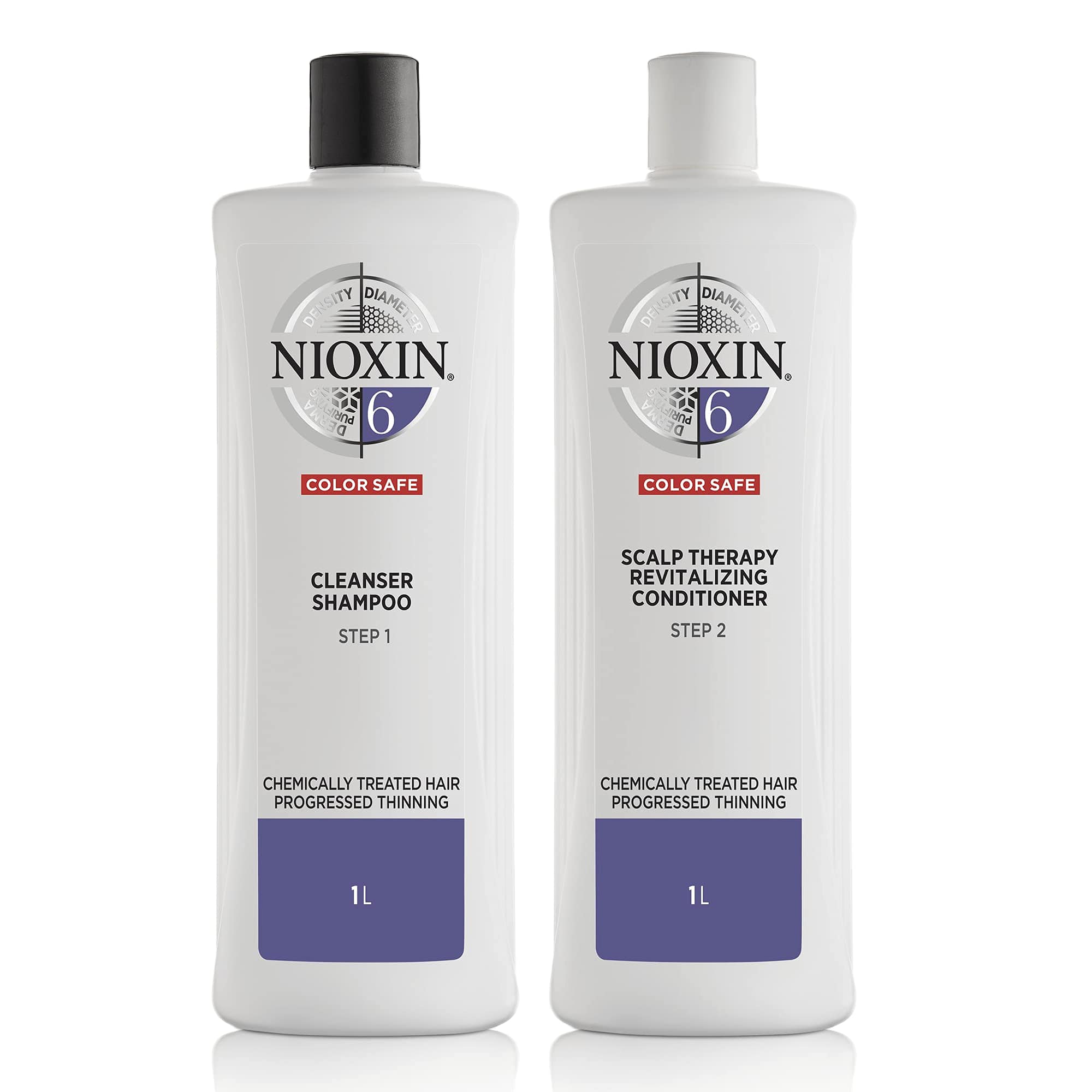 Nioxin System 6 for Chemically Treated Hair with Progressed Thinning Cleanser Shampoo (33.8 Ounce) a