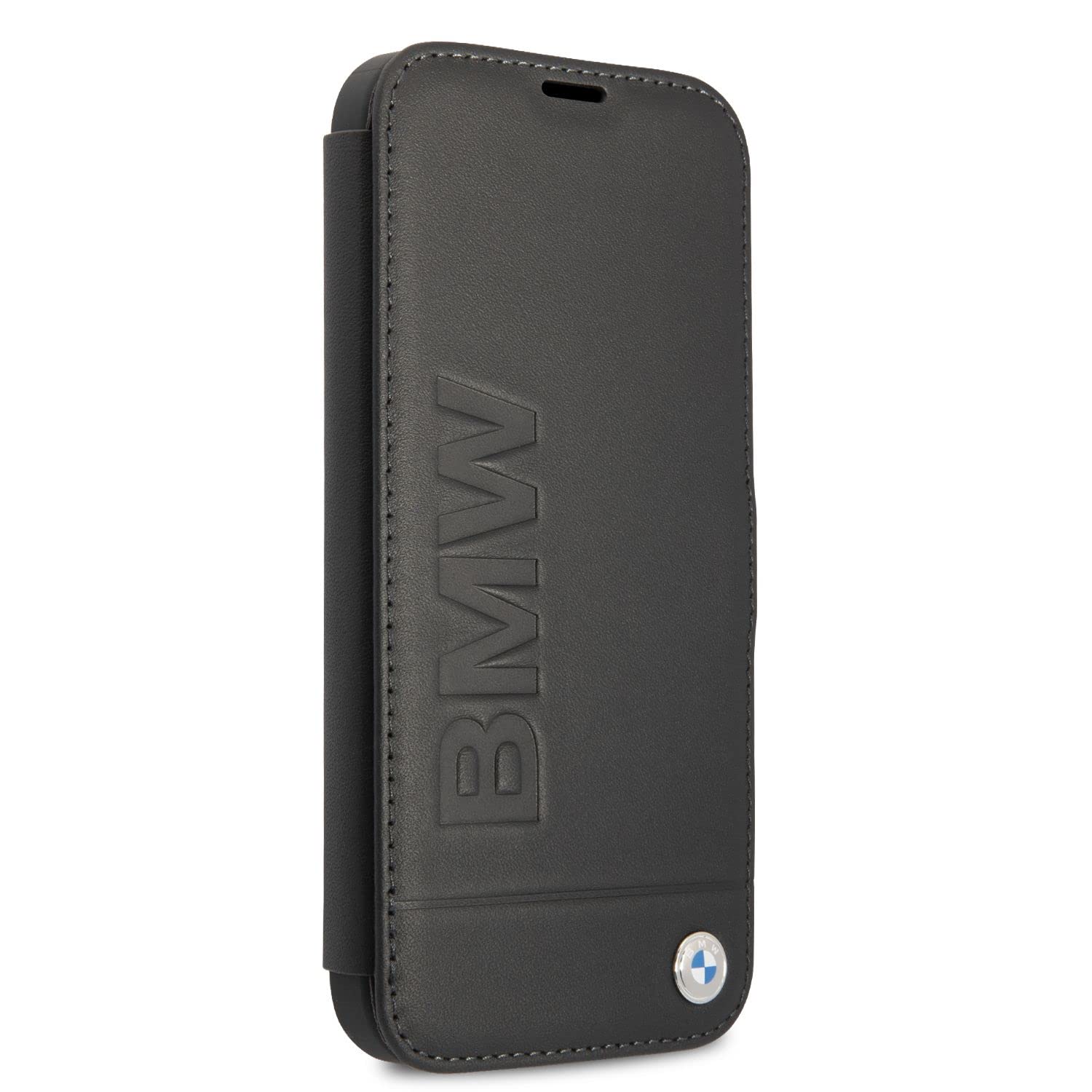 BMW CG Mobile BMW Real Leather Booktype Case Hot Stamp And Metal Logo For Iphone 13 Pro Max 6.7" Black, Bmflbkp13XSllbk,