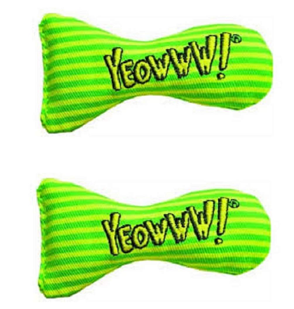 Yeowww! DuckyWorld 100% Organic Catnip Leaf Flower Yellow and Green Stripes Sardines Cat Toy Cats Toys (2 Pack)