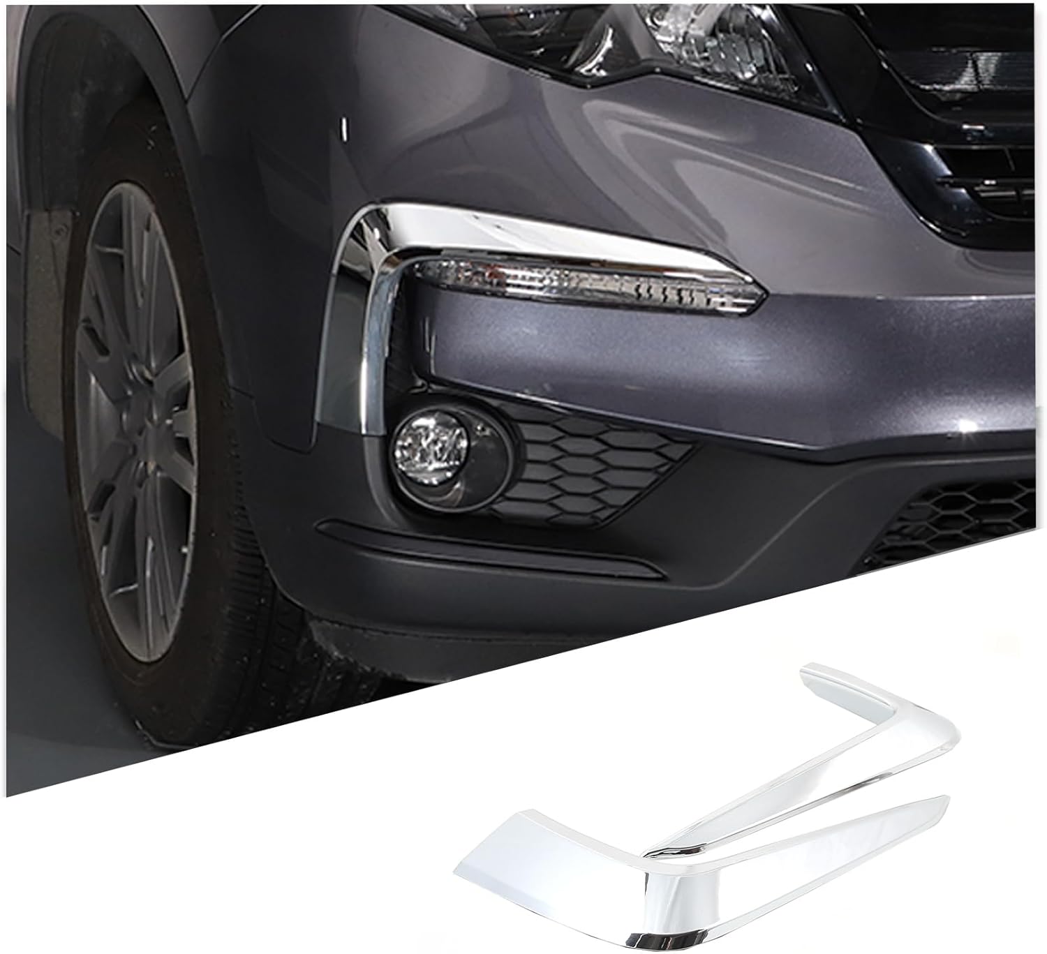 2PCS Front Bumper Air Inlet Decorative Strips for Honda Pilot 2019-2022, ABS Material Car Front Side Vent Trim Cover Protector Anti Scratch Self-Adhesive Accessories, Sliver