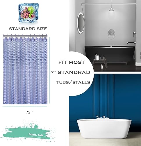 Miniatura 5 de Cortina de ducha de plástico 3D azul marino, 72 x 72 pulgadas, cortina interior de plástico fino y ligero con ojales metálicos inoxidables e imanes