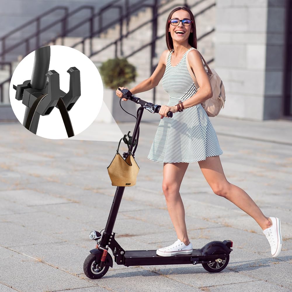 2 Ganci Anteriori per Monopattino Elettrico, Doppio Gancio Universale Nero, Accessorio Multifunzione per Scooter Elettrici, Bici e Motocicli