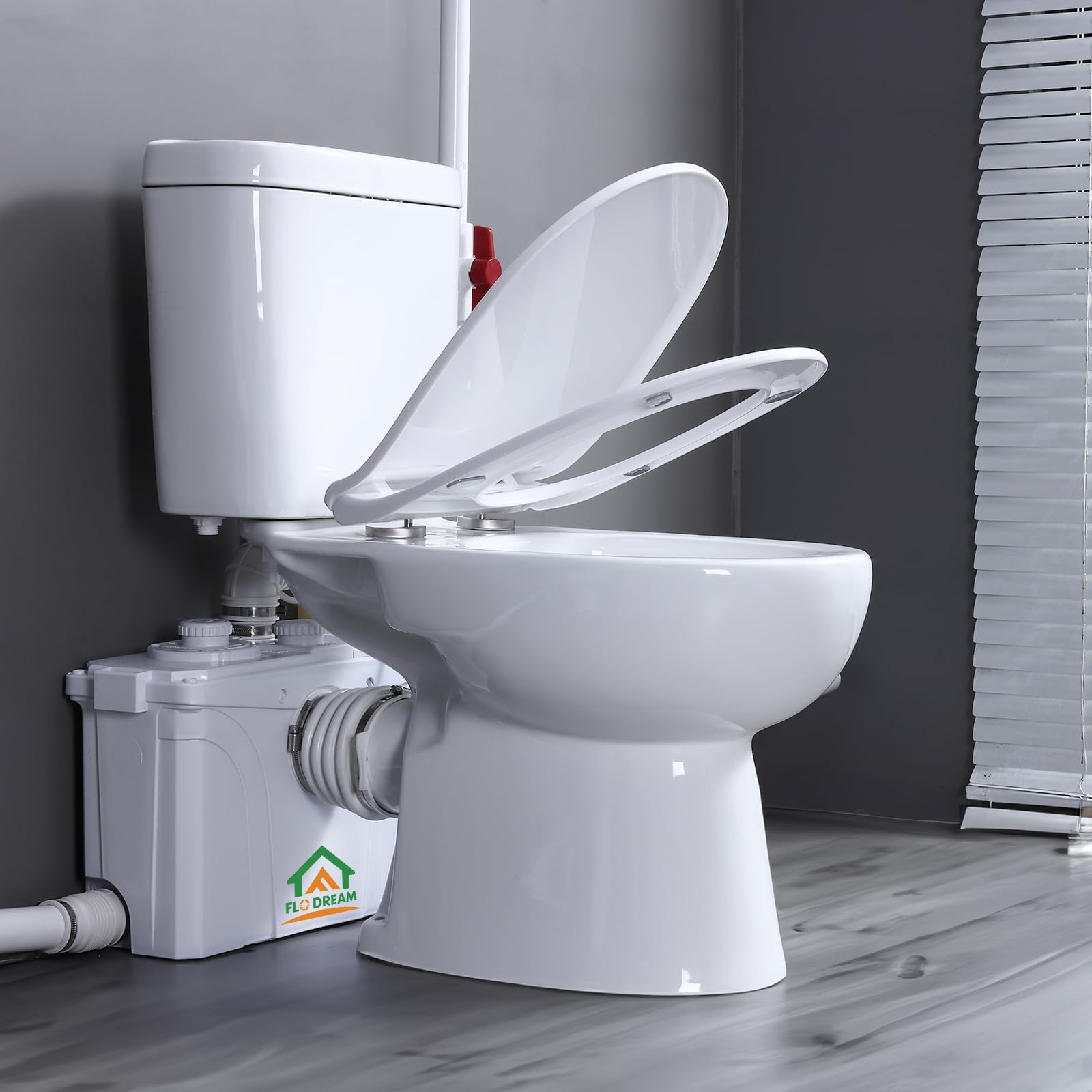 Upflush Macerating Toilet 700 Watt - Upflush Toilet for Basement System, Macerator Pump with 4 Water Inltes for Kitchen Sink, Bathroom, Laundry