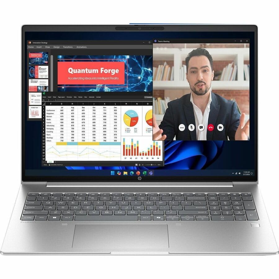Image of HP ProBook 4 G2i 16 inch Copilot+ PC Notebook - WUXGA - 60 Hz - Intel Core Ultra 7 Series 3 355-32 GB - 512 GB SSD - English Keyboard - Pike Silver Aluminum - Intel Chip - 1920 x 1200 - Windows 11 Pro -