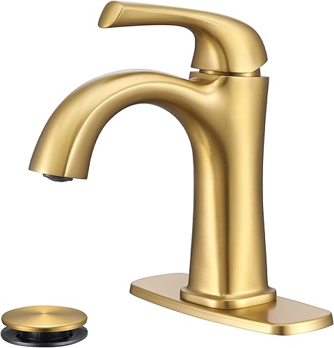 Grifo de baño de un solo agujero de oro cepillado, grifo de lavabo de latón de una sola manija, grifo de tocador para 1 o 3 agujeros, grifos de baño