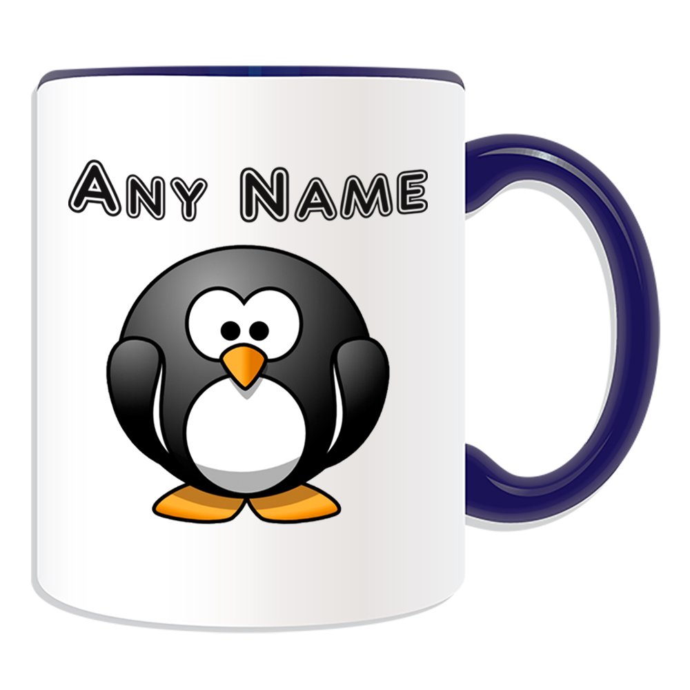 Personalised Gift - Silly Penguin Mug (Animal Design Theme, Colour Options) - Any Name/Message on Your Unique