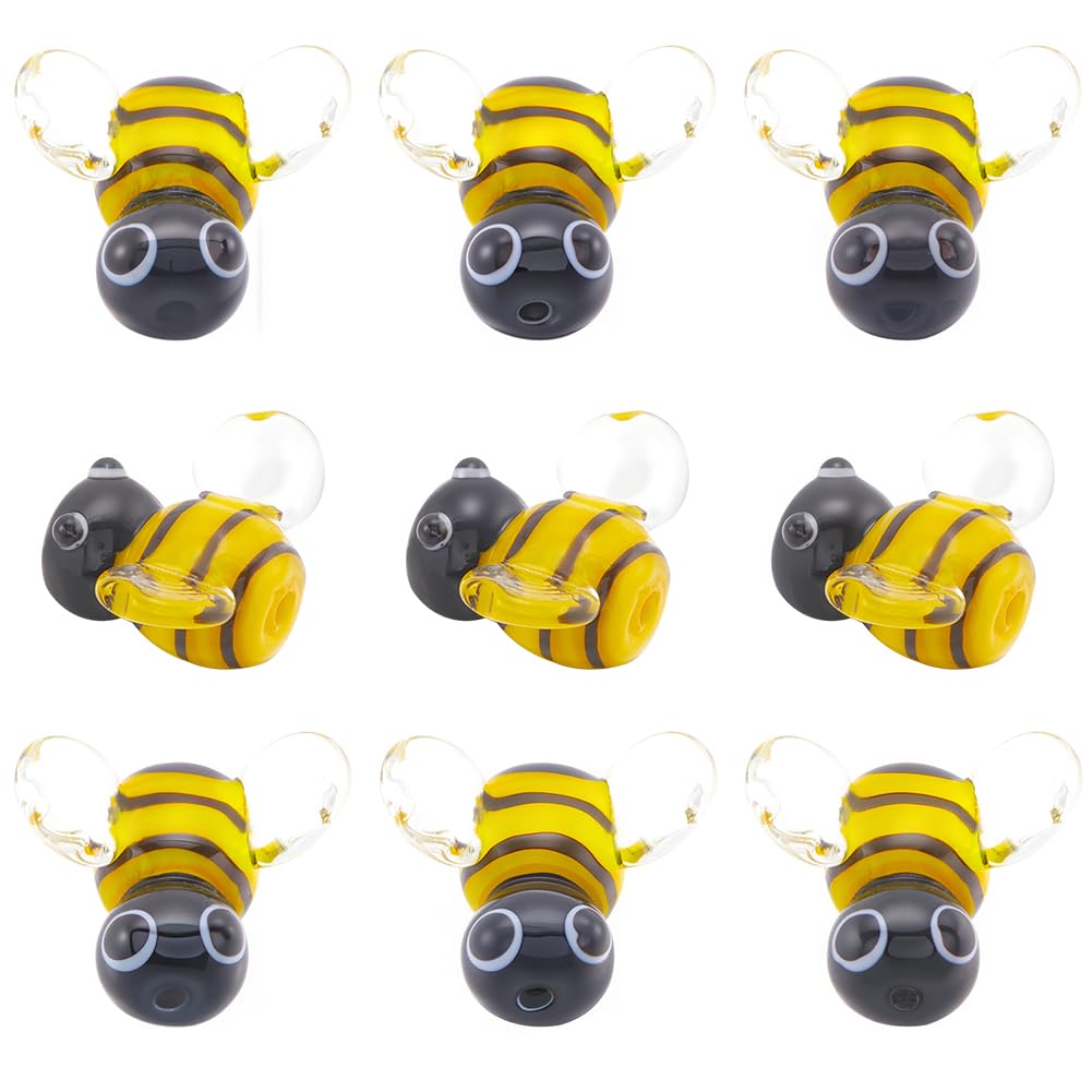 Perles en verre soufflé abeille avec trou 3D pour assembler facilement vos bijoux sans nœuds