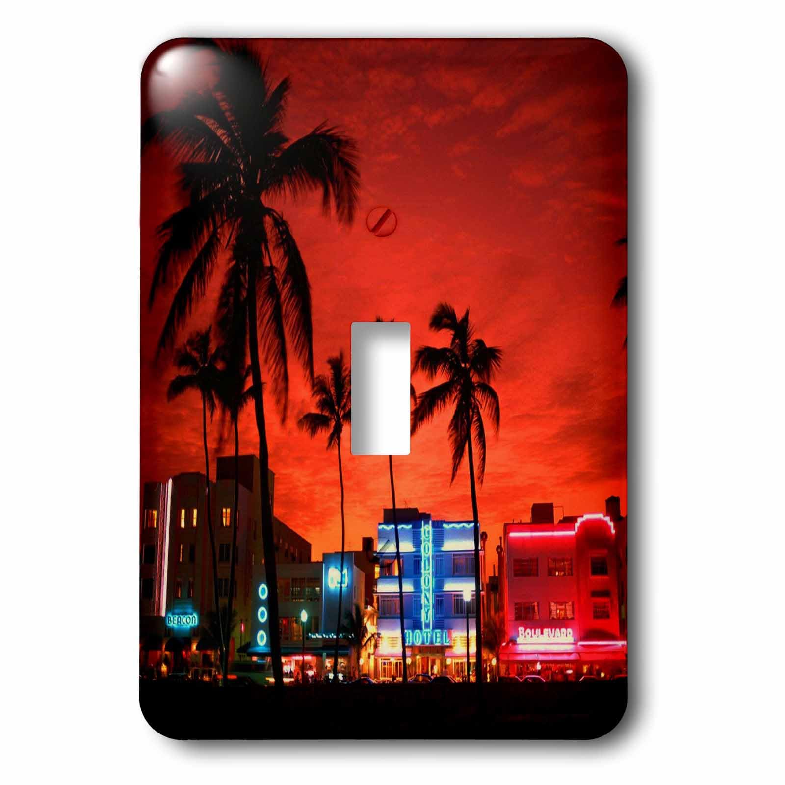 Interruptor individual decorativo South Beach Sunset placa de luz para pared 3dRose