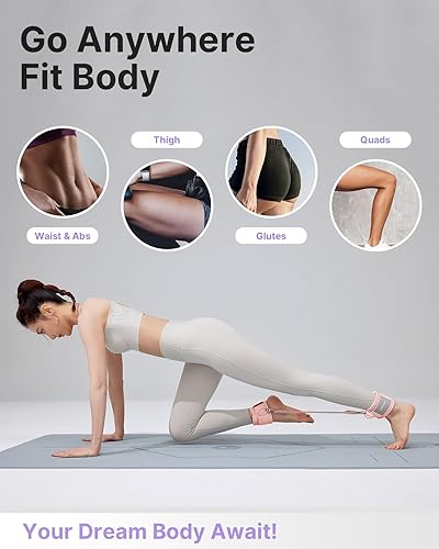 Miniatura 6 de YOTTOY Bandas de resistencia al tobillo con puños, correas de tobillo ajustables para entrenamiento de piernas y glúteos, bandas de ejercicio de