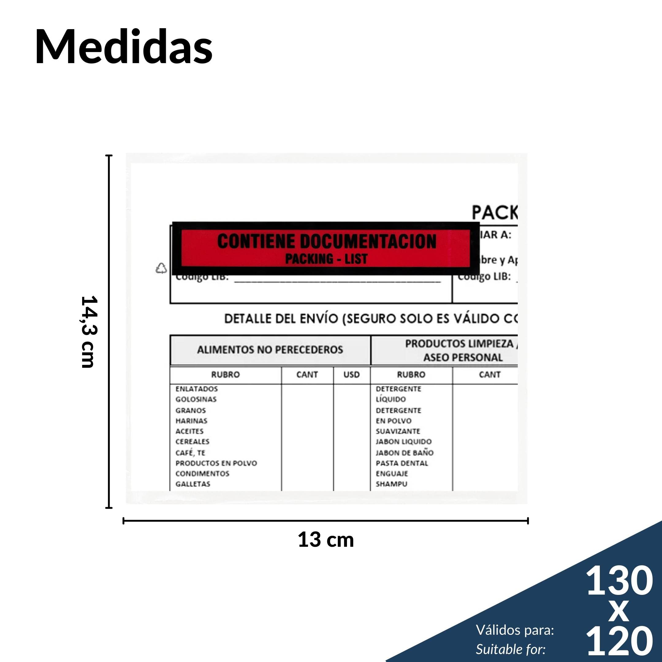 Raylu Paper® - Sobres Portadocumentos Adhesivos para Packing List de Envíos. Bolsas para Albaranes Transparentes con Autocierre Resistente. Pack de 1000 Unidades. (Tamaño 130x120 mm)
