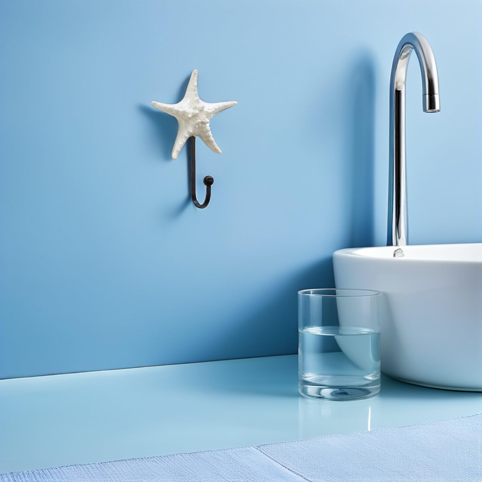 Ganci da Parete Nautici 6 Pezzi a Forma di Stella Marina, Conchiglia e Strombo, Appendiabiti Decorativi Costieri per Asciugamani, Cappotti e Chiavi in Stile Costiero per