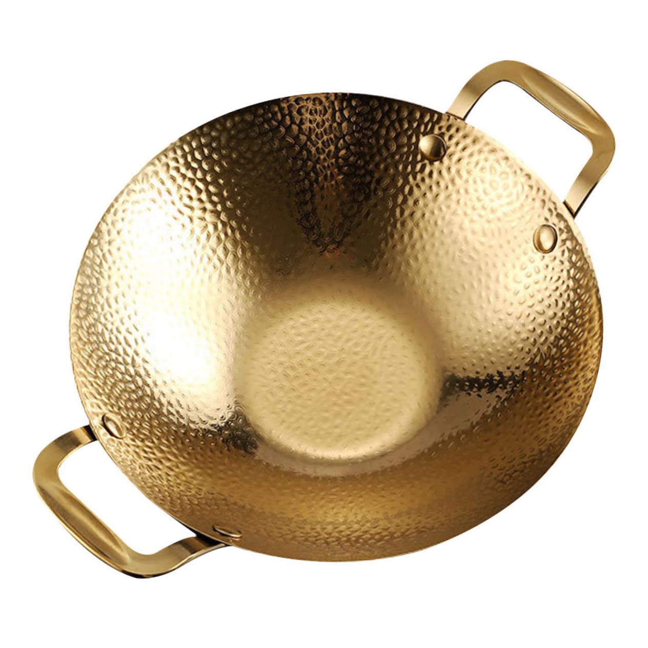 BRIGHTFUFU Stainless Steel Hammered Griddle Double Handle Cookware Pot Small Pan for Cooking Kitchen Metal Pot