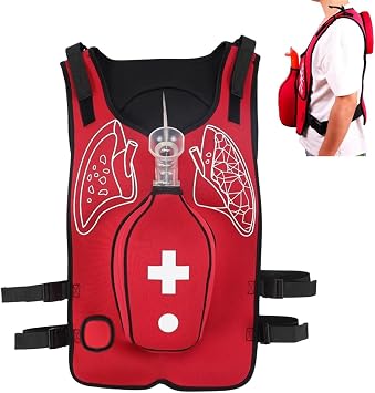 Anti Choking Vest, Adjustable Shoulder Straps and Waist Belt, Airway Obstruction Simulation Training Wearing Vest,for First Responder,Student First Aid Teaching aldult-A-Red