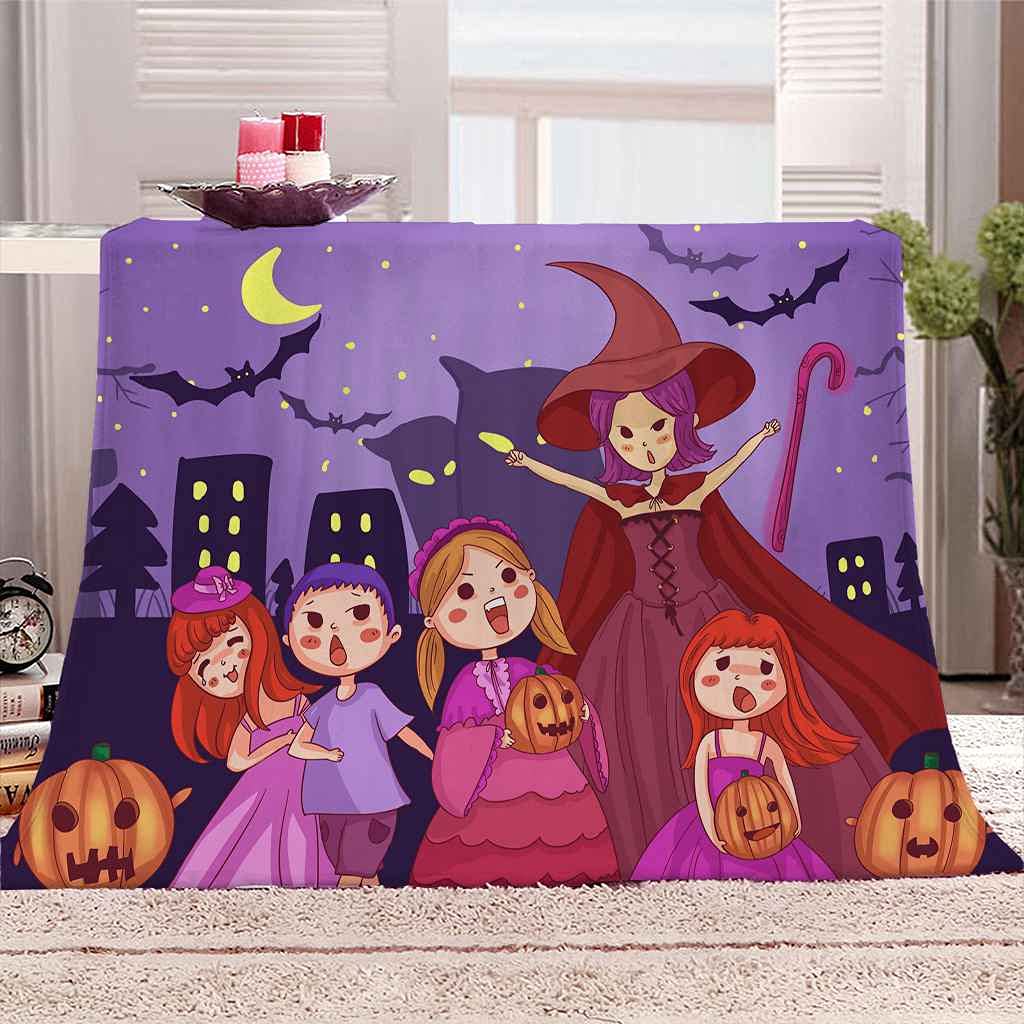 Couverture polaire en flanelle d'Halloween sorcière 150x200cm pour lit et canapé
