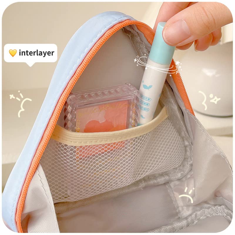 Miniatura 5 de Pequeña bolsa de cosméticos kawaii, bonita bolsa de maquillaje para mujer, bolsa organizadora de maquillaje de viaje con colgante (marrón)