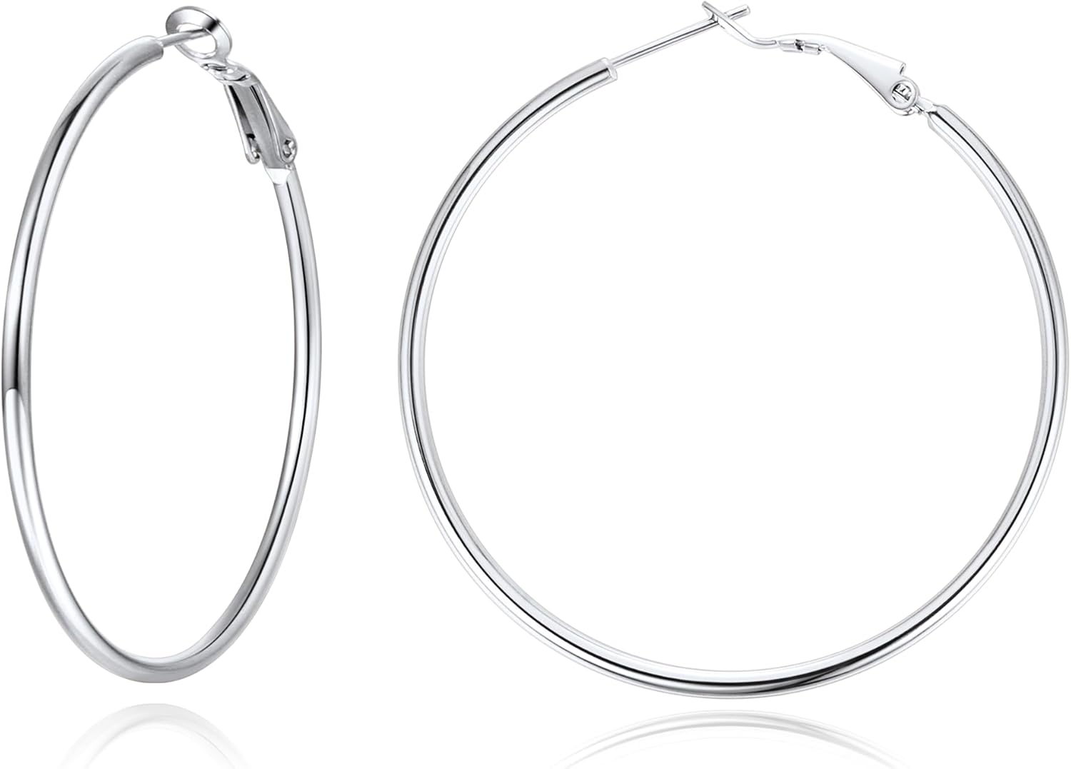 Jewlpire 14K Gold Plated 925 Sterling Sliver Post Hoop Earrings, 2MM Thick Hoop earrings Lightweight Large Gold Hoop Earrings for Women Trendy 20/30/40/50/60/70mm