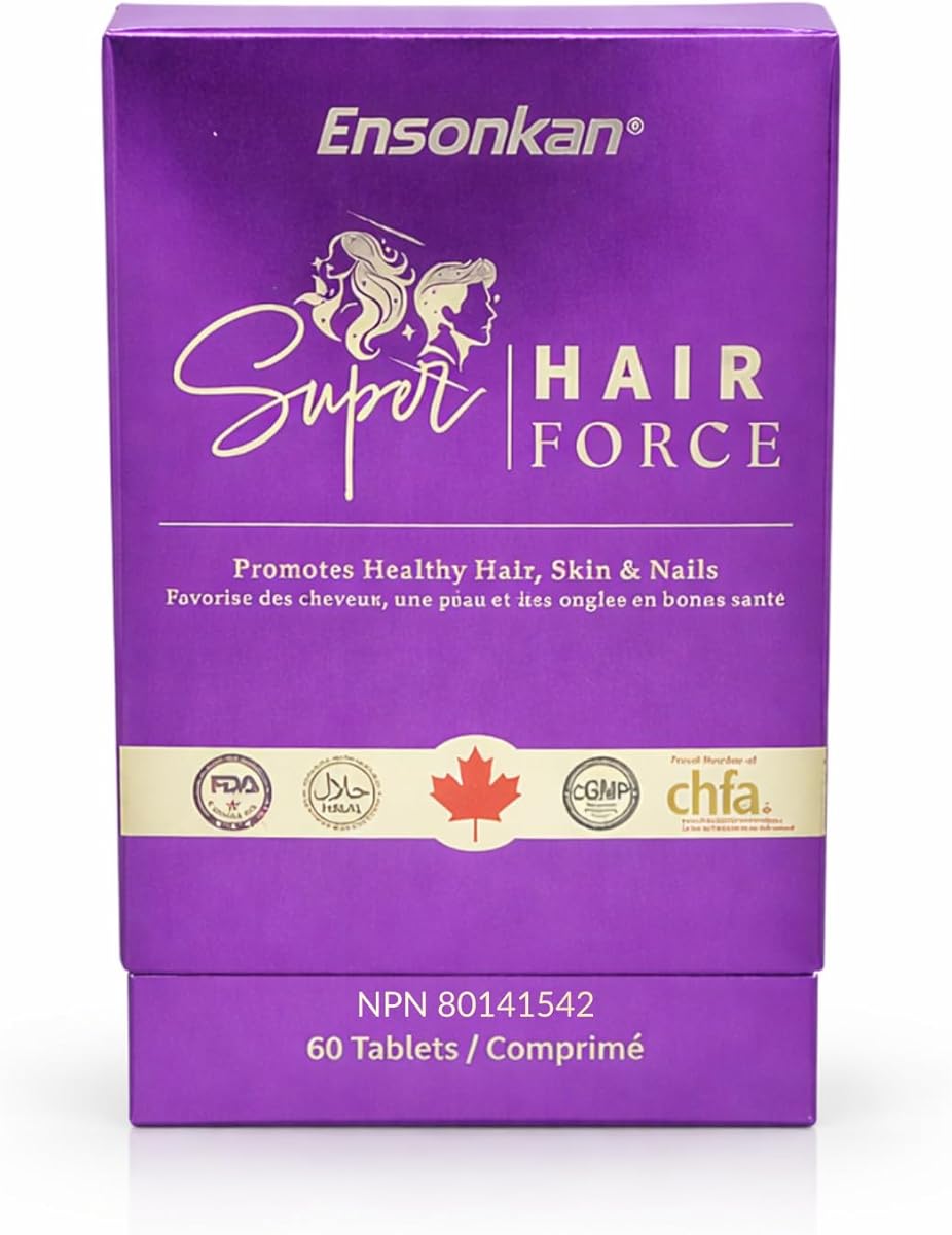 Ensonkan Super Hair Force, Hair Growth Supplement, Tablets, 60 Count, with Biotin, B-Complex, L-Methionine, L-Cysteine, Siberian Ginseng, for Hair, Skin and Nail Health