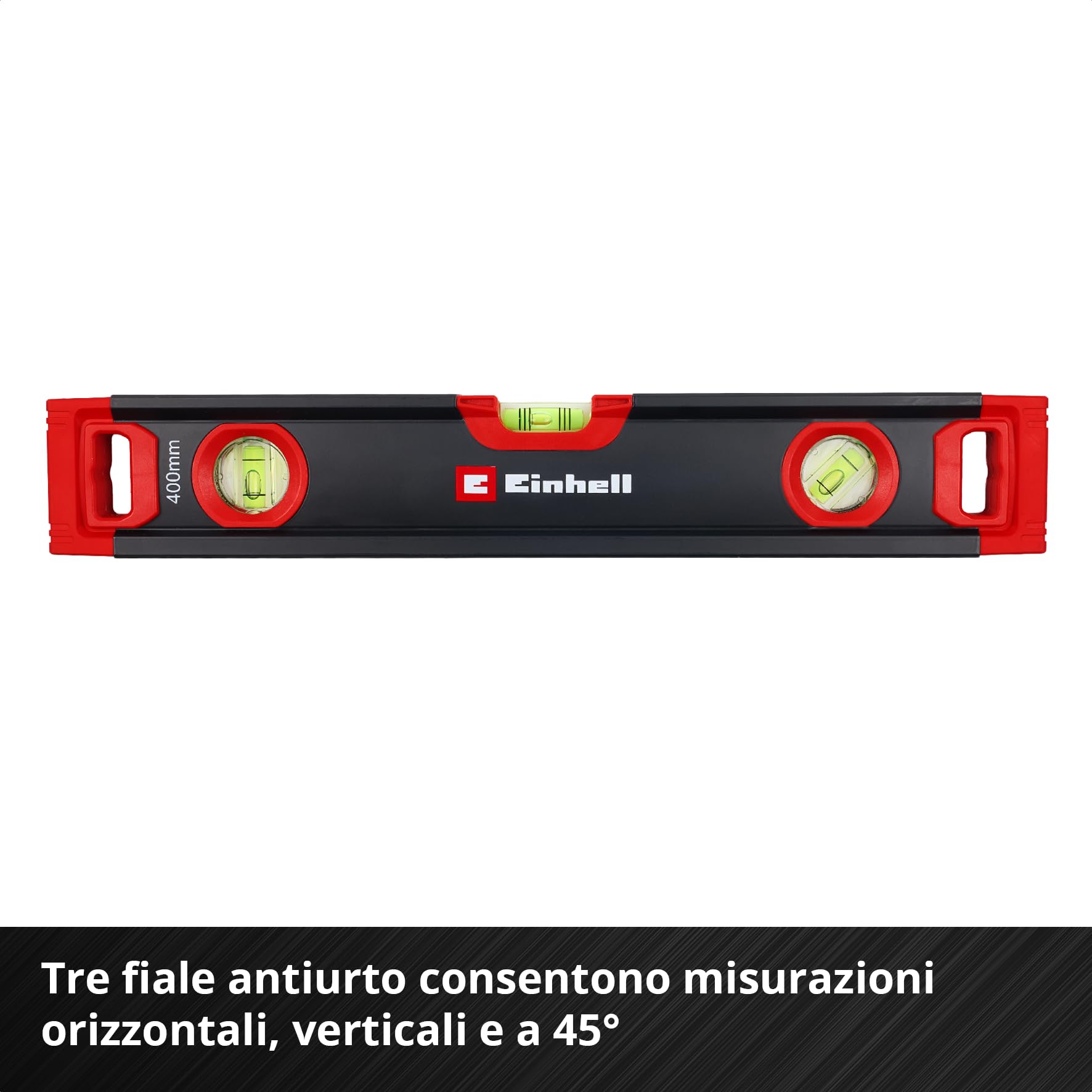 Einhell set di livelle professionali da 3 pezzi, 40/60 / 100 cm | Profilo alluminio | 3 fiale | base magnetica | precisione ±0,5 mm/m | terminali gomma | borsa trasporto incl.